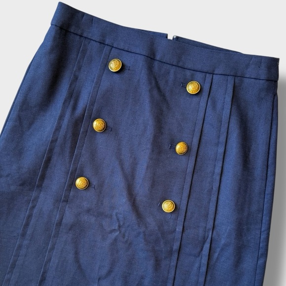 J. Crew Pleated Front Linen Blend Sailor Skirt in Navy - Picture 3 of 9